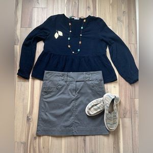 GAP Navy Muslin Peplum Top